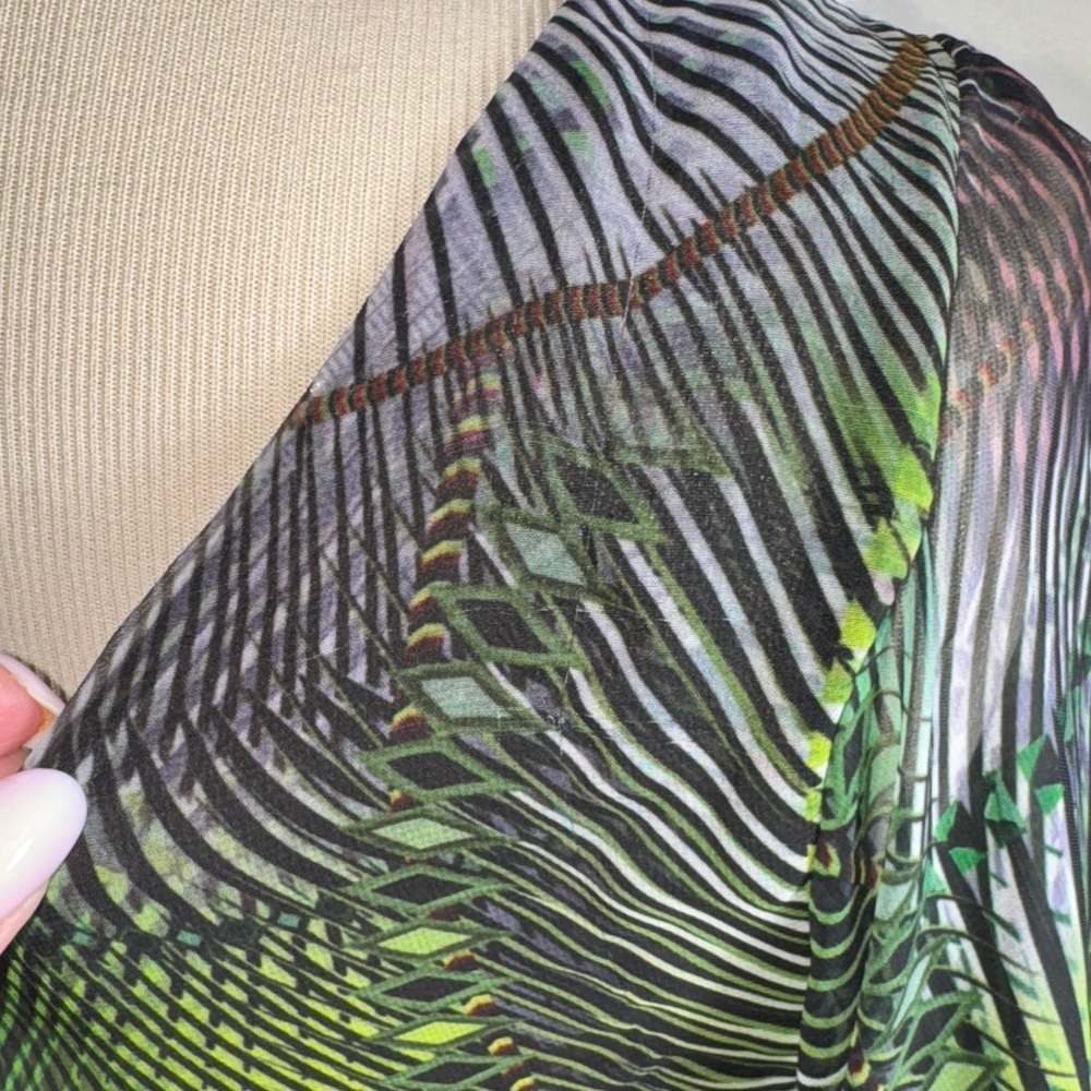 Asymmetric One-Shoulder Maxi Dress in Green Swirl Print - Picture 8 of 10